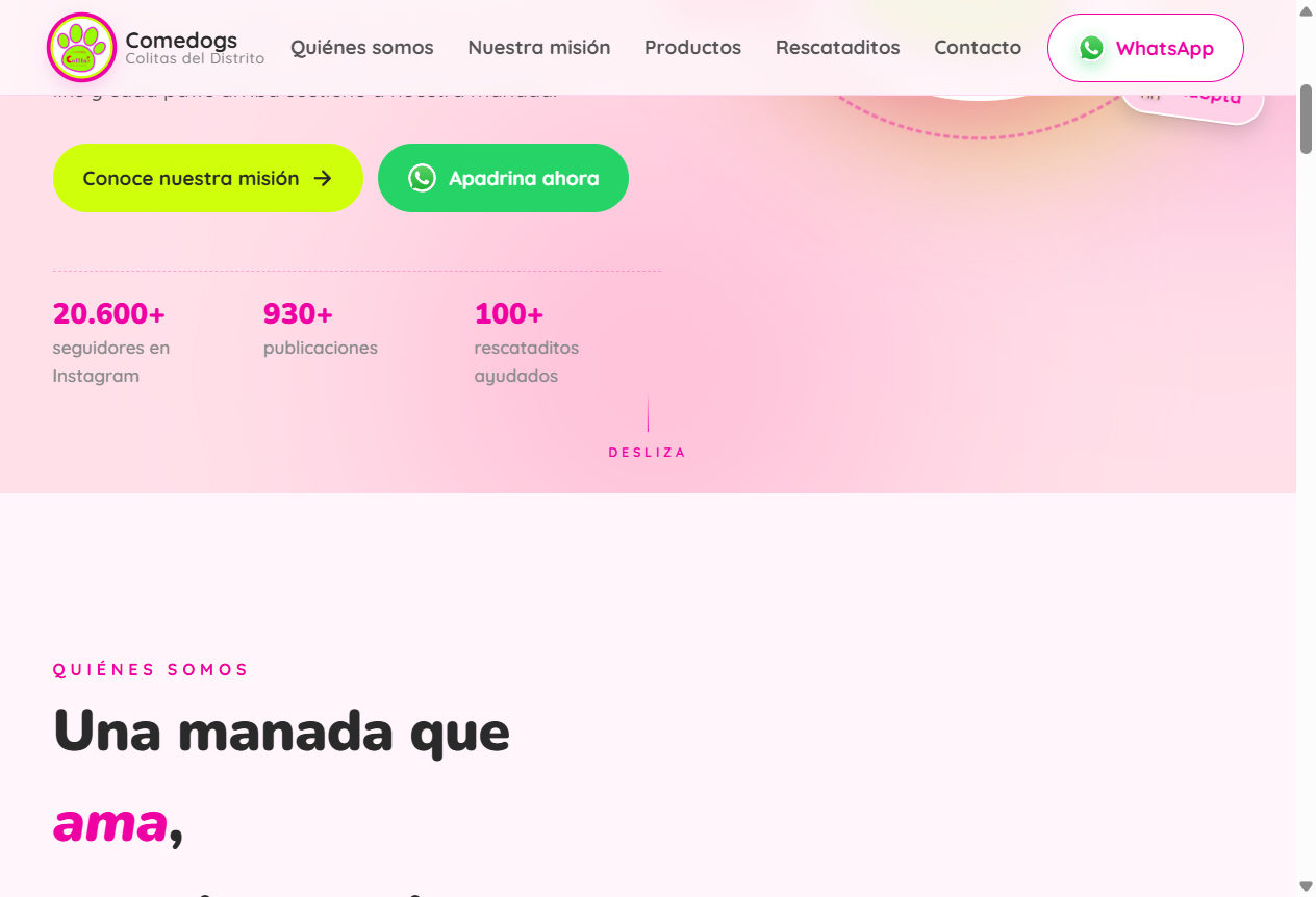 Vista previa de Comedogs — fundación animal en Cali